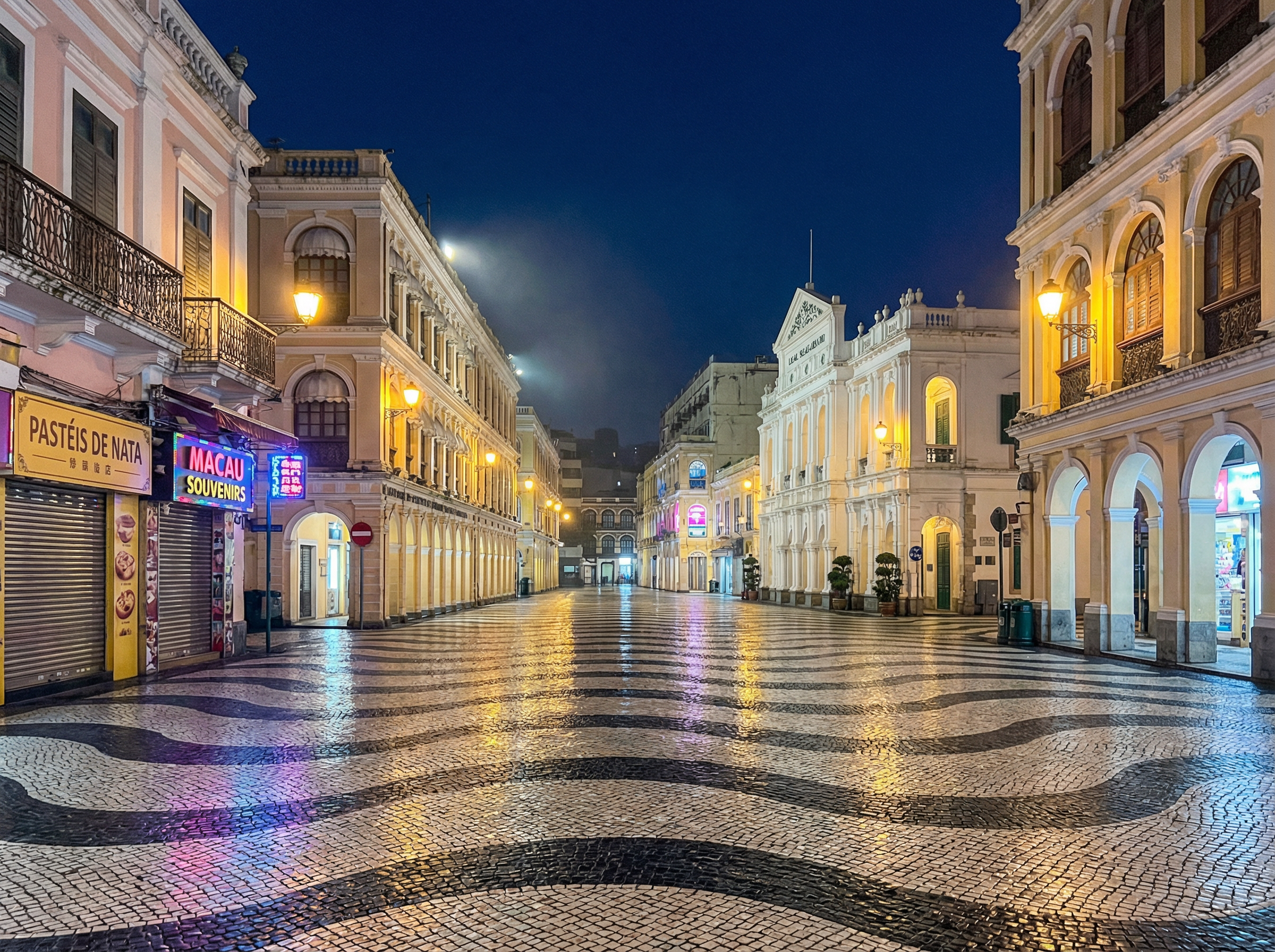 澳门赌场 - 澳门议事亭前地夜景